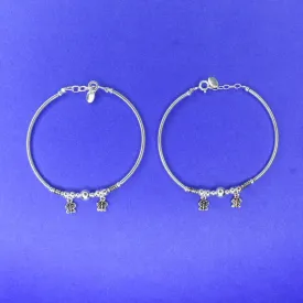 "Gleaming Grace: Stunning 92.5 Sterling Silver Bangles Set for Women"