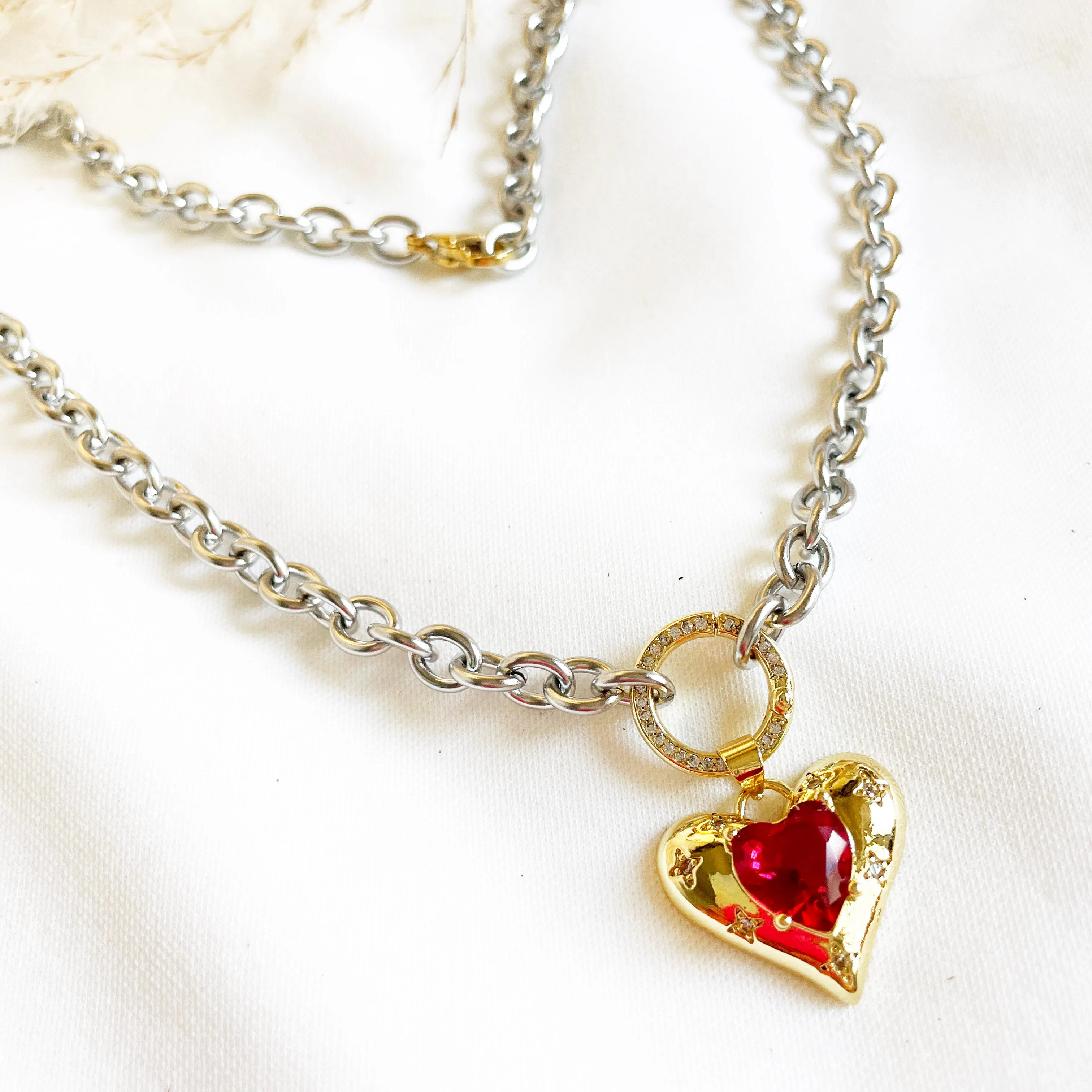 Red Heart Necklace | Mon Amour Mixed Metal