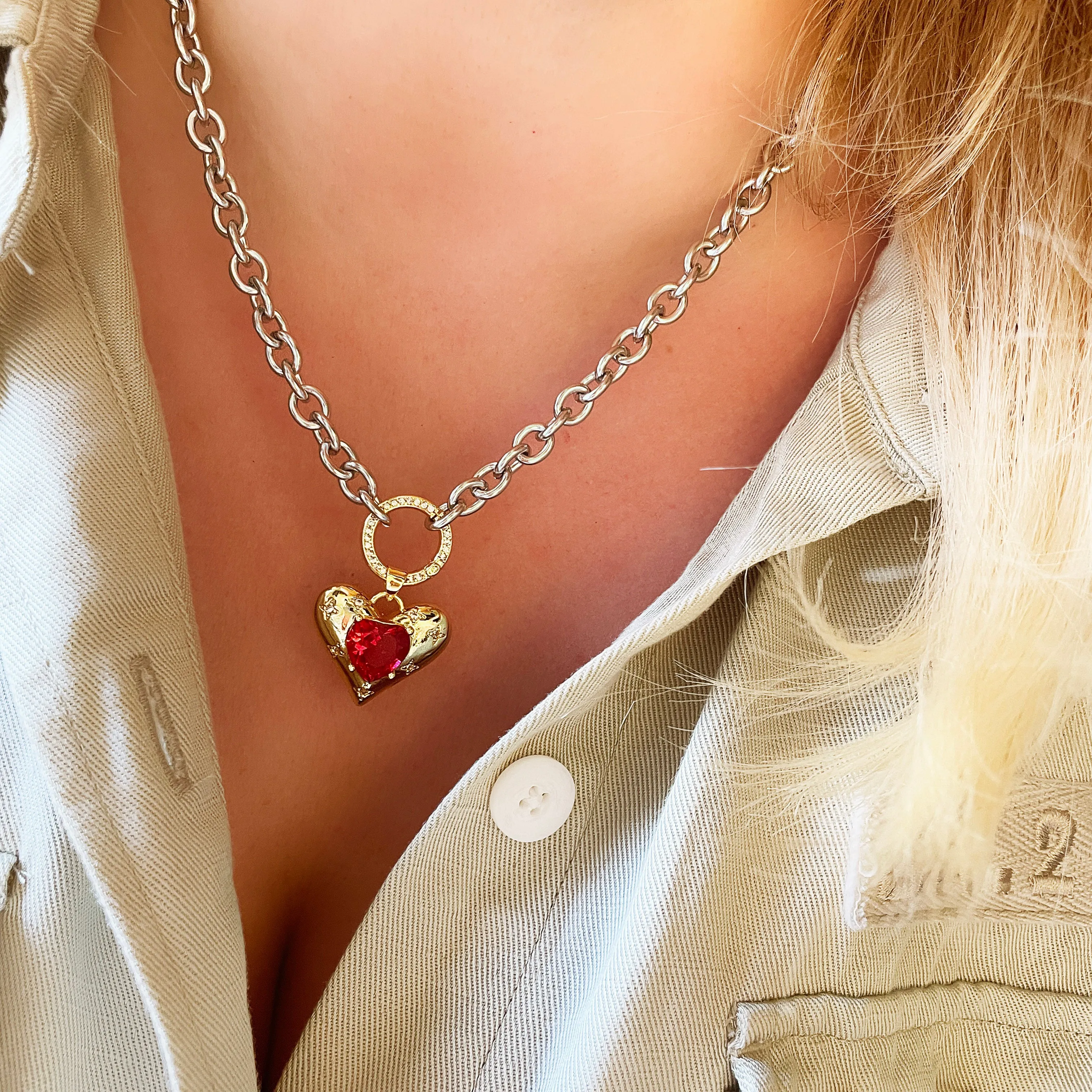 Red Heart Necklace | Mon Amour Mixed Metal