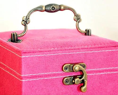 Retro Multi-purpose Three-tier Jewelry Box - Pink