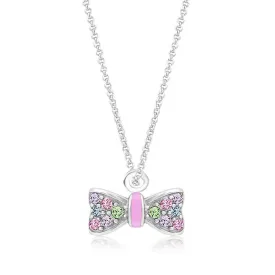 Ribbon Multicolor Crystal Palladium Plating Girls Pendant Necklace