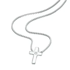 Silver & Diamond Cross Pendant  P800