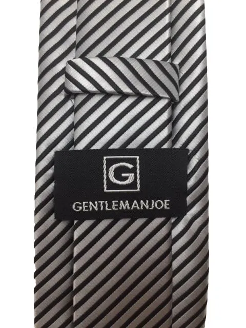 Silver and Black Pinstriped Teen Tie