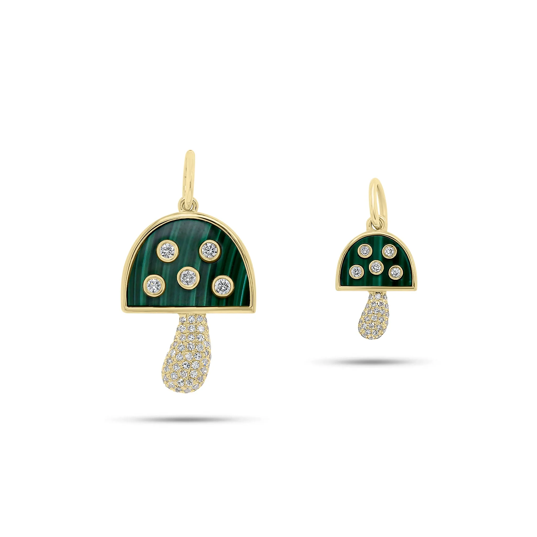 Small Diamond & Malachite Mushroom Pendant