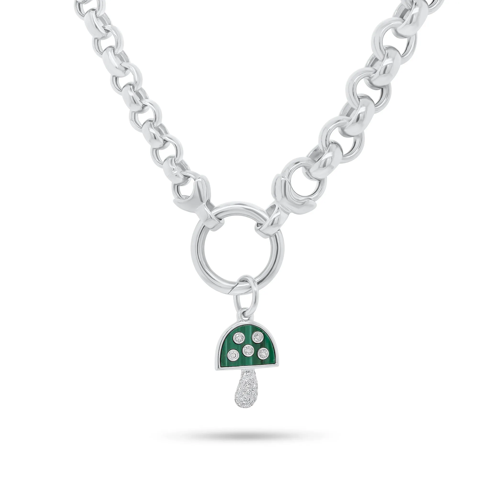 Small Diamond & Malachite Mushroom Pendant