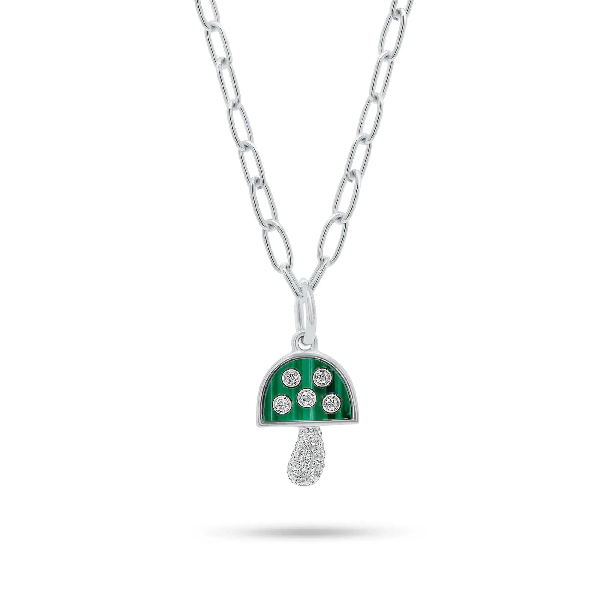 Small Diamond & Malachite Mushroom Pendant