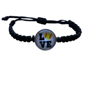 Softball Love Adjustable Snap Charm Rope Bracelet