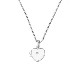 Sterling Silver Diamond Medium Heart Locket Pendant