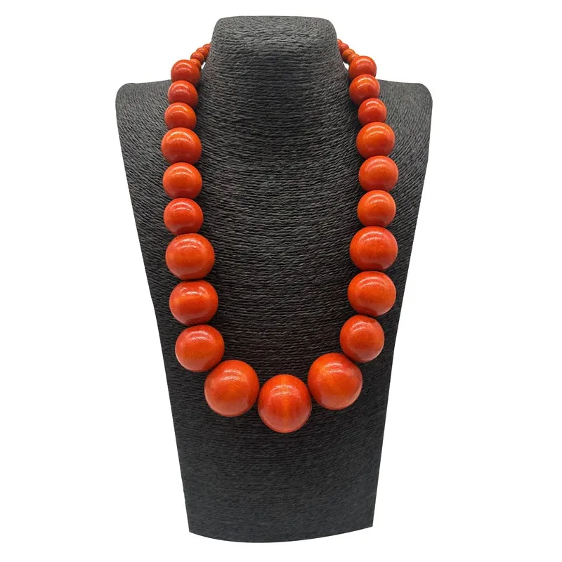 TEEK - Colorful Big Wood Beads Long Necklace