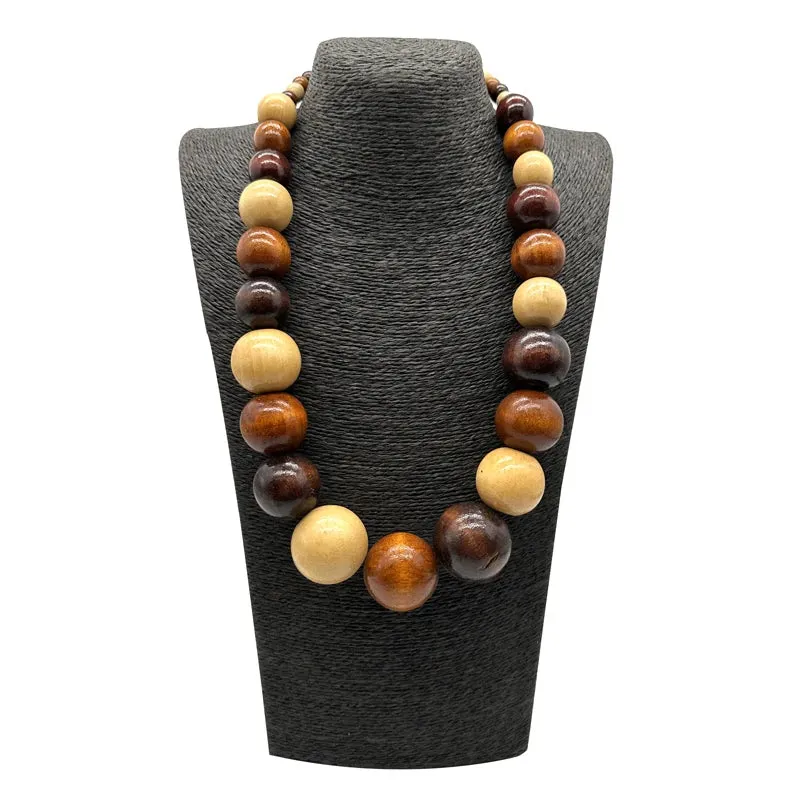 TEEK - Colorful Big Wood Beads Long Necklace