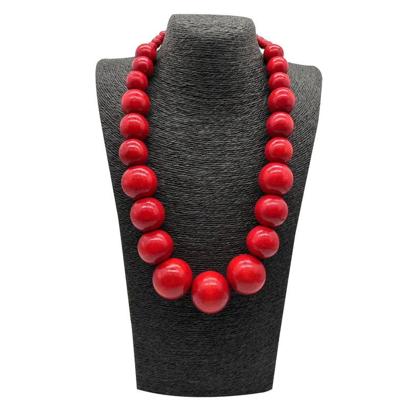 TEEK - Colorful Big Wood Beads Long Necklace