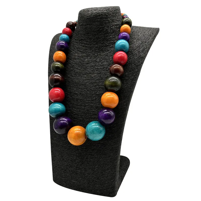 TEEK - Colorful Big Wood Beads Long Necklace