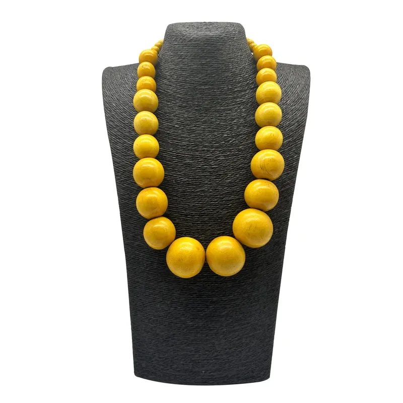 TEEK - Colorful Big Wood Beads Long Necklace