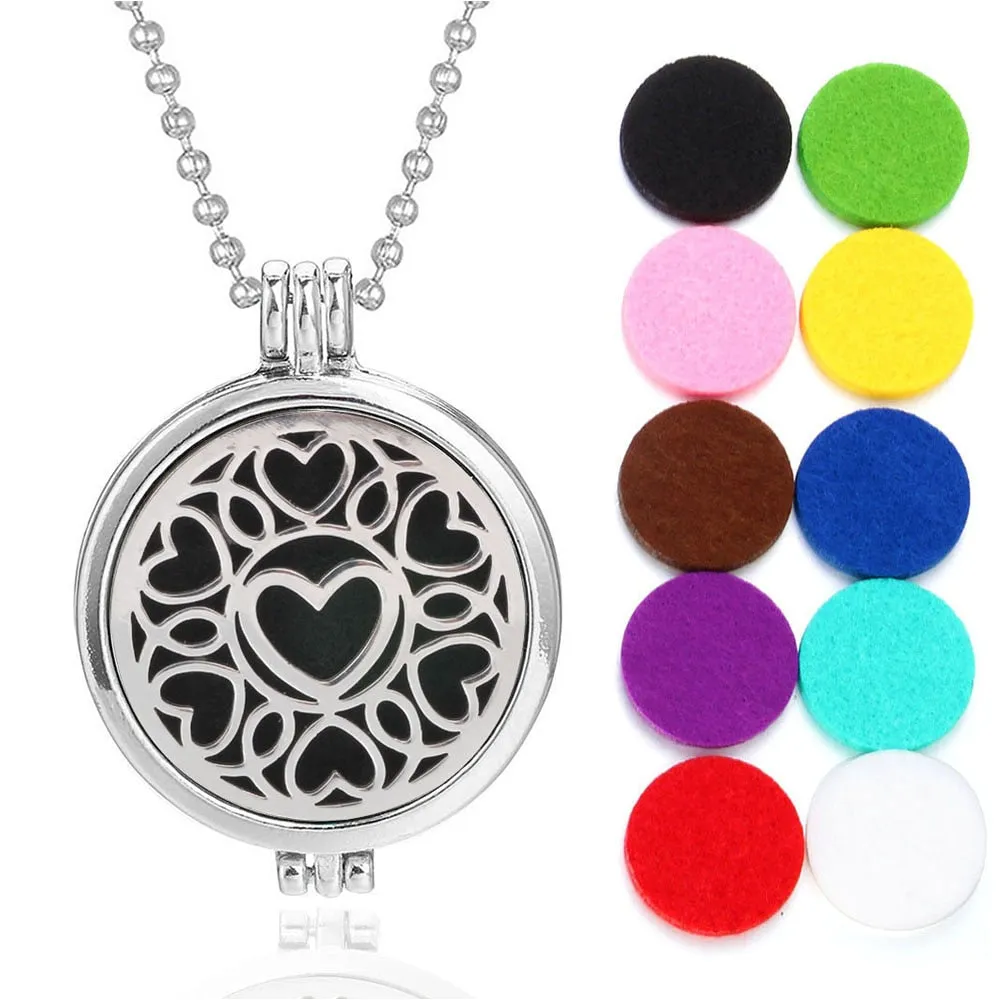 Tree of Life Aroma Necklace Essential Oils Diffuser Necklace Locket Pendant Free with 10pcs Oil Pads