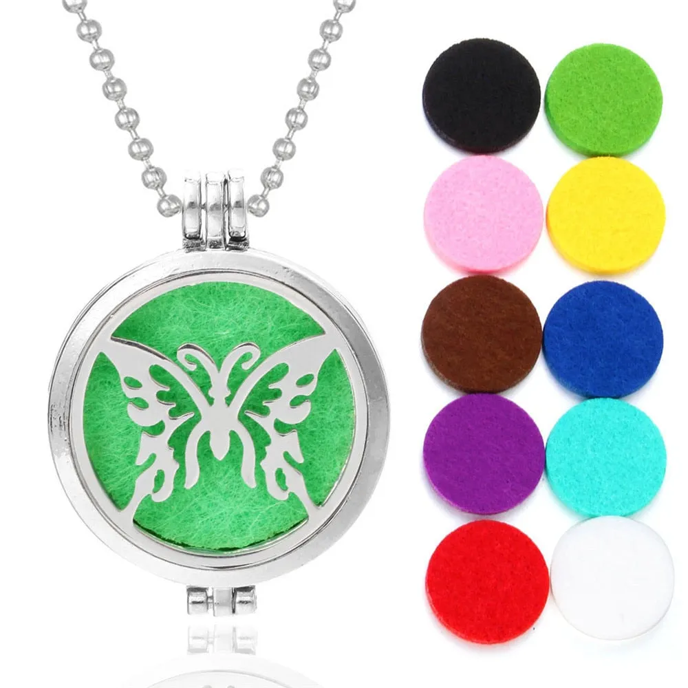 Tree of Life Aroma Necklace Essential Oils Diffuser Necklace Locket Pendant Free with 10pcs Oil Pads