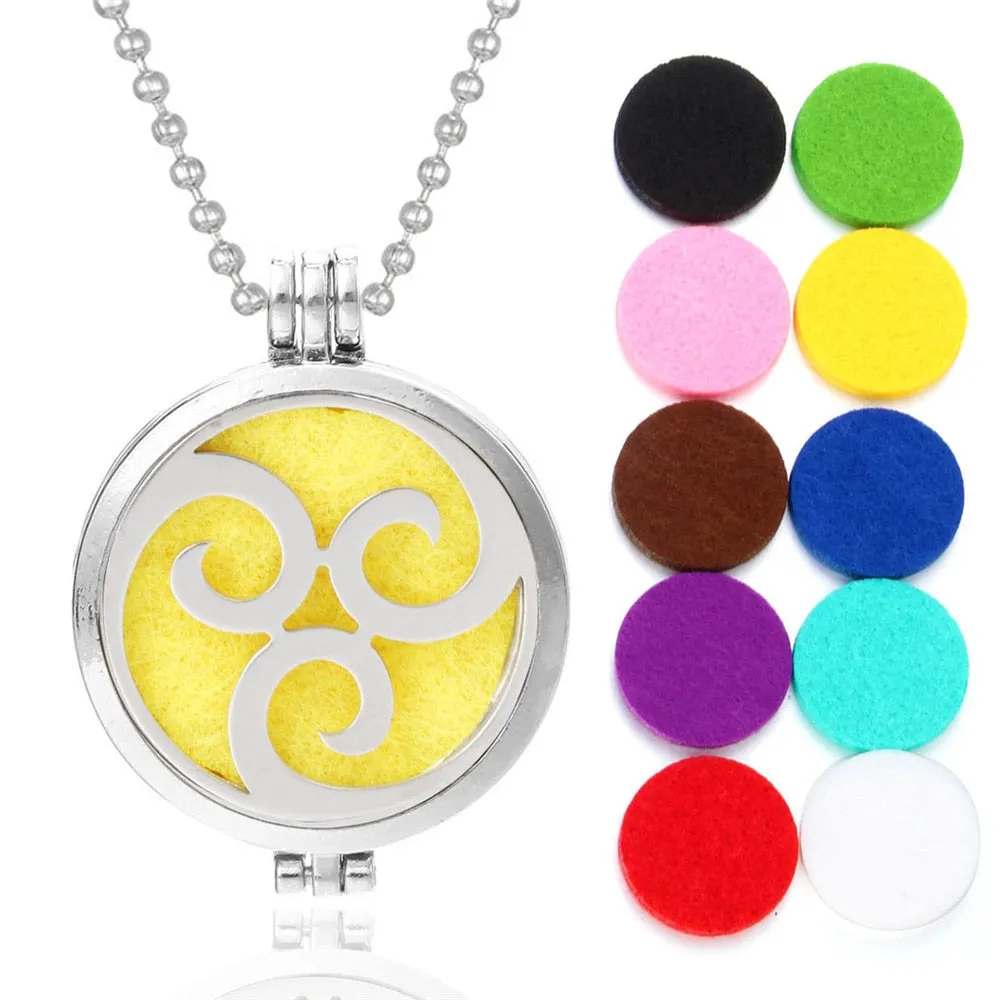 Tree of Life Aroma Necklace Essential Oils Diffuser Necklace Locket Pendant Free with 10pcs Oil Pads