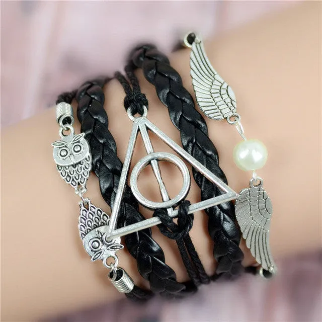 Vintage Owl Wings Infinity Bracelet