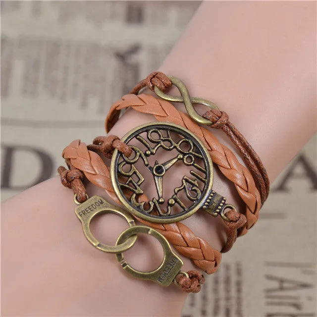 Vintage Owl Wings Infinity Bracelet