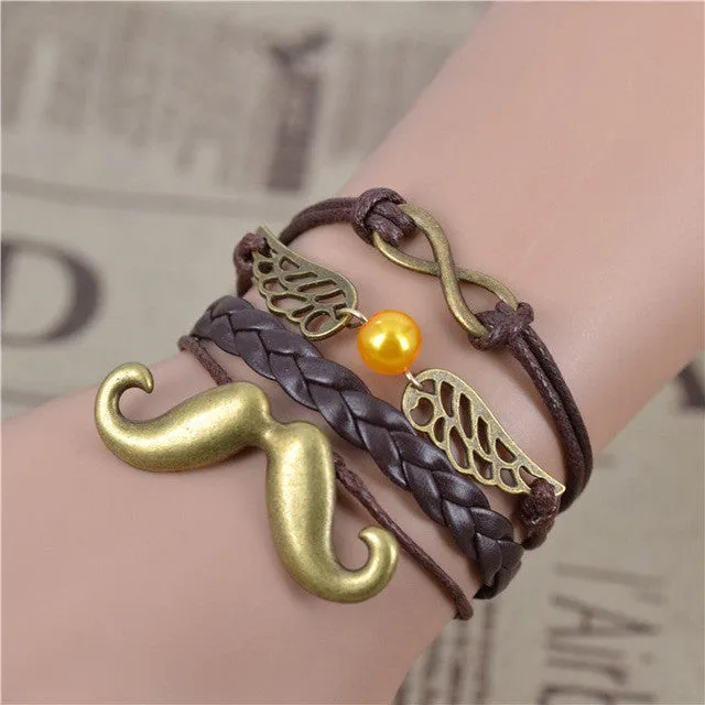 Vintage Owl Wings Infinity Bracelet