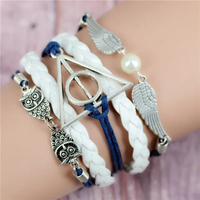 Vintage Owl Wings Infinity Bracelet