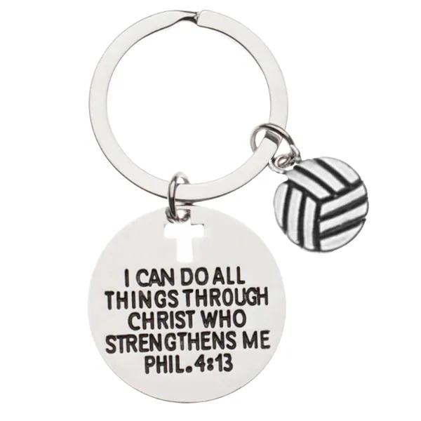 Volleyball Charm Keychain, I Can Do All Things Through Christ Who Strengthens Me