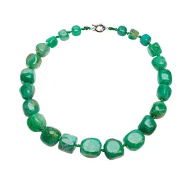 Women's Handmade Chunky Green Agate Gemstone Necklace