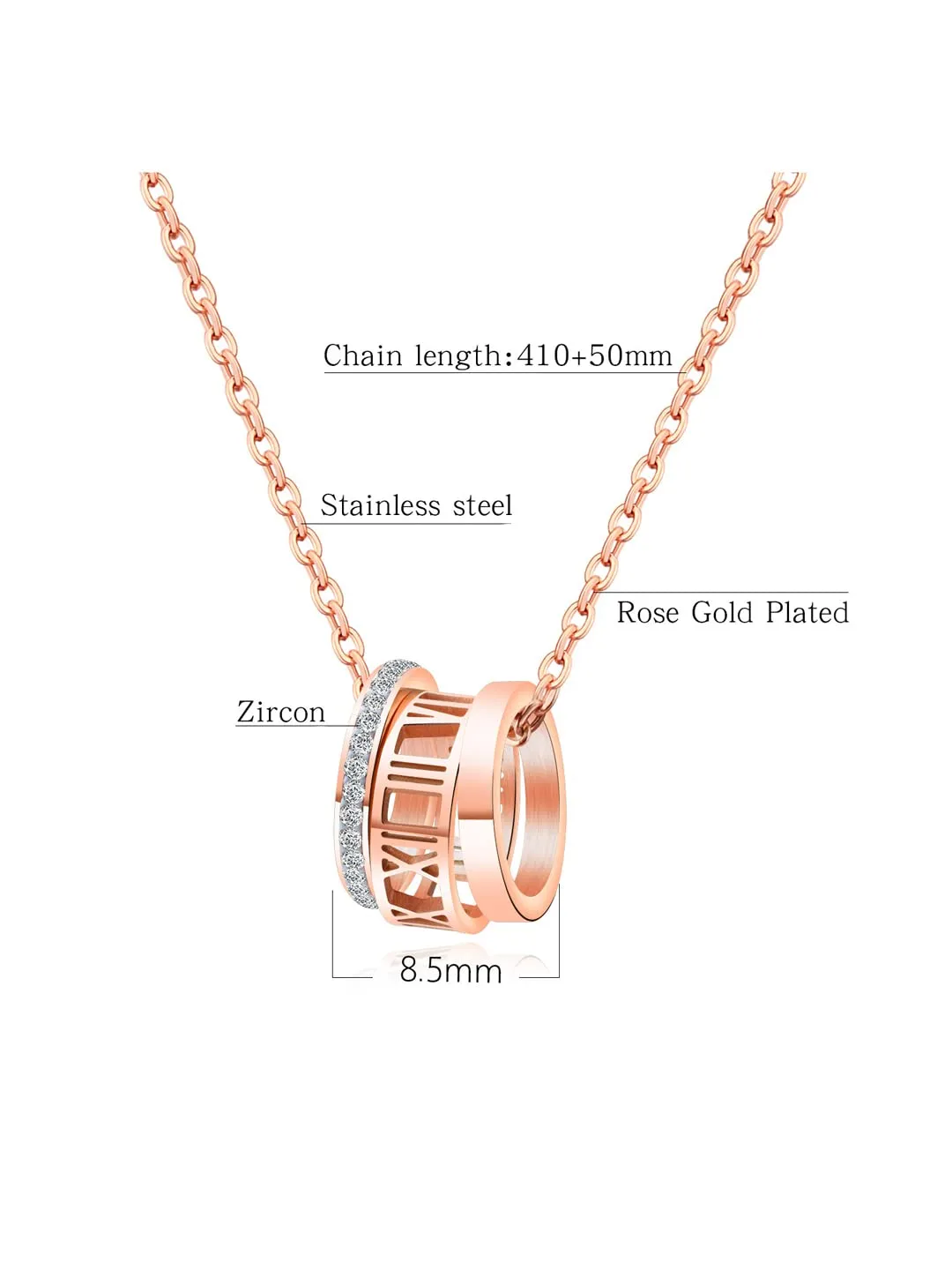 Yellow Chimes Chain Pendant for Women Rose Gold-Plated Rings Charm Chain Pendant Necklace for Women and Girls.