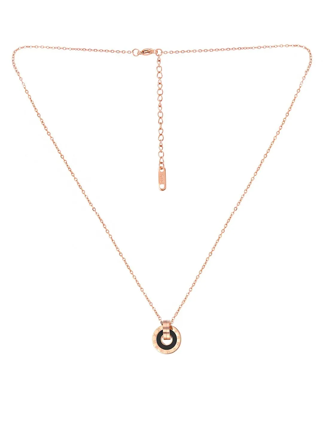 Yellow Chimes Chain Pendant for Women Western Style Rose Gold-Plated Stainless Steel Black Band Ring Pendant Necklace For Women and Girls.