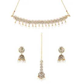 Yellow Chimes Jewellery Set for Women and Girls Traditional Kundan Necklace Set Gold Plated Star Desinged Kundan Choker Necklace Set | Birthday Gift for girls and women Anniversary Gift for Wife