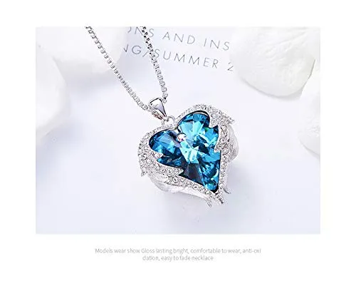 Yellow Chimes Pendant for Women and Girls Blue Crystals from Swarovski Pendant Valentines Special Silver Toned Heart Pendant for Girls | Birthday Anniversary Gift for Wife Birthday Gift for girls and women