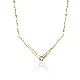 Yvonne Solitaire Chevron Layering Necklace in Sterling Silver